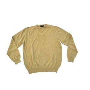 Scott Barber Green Sweater‎ Mens M V-neck Long Sleeve 100% Cotton Made in Italy